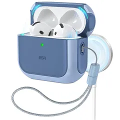 ESR AirPods4 ケース AirPods 第4世代 ケース(2024)（USB-C）対応 MagSafe対応 ストラップ付き落下防止カバー Orbit ハイブリッドケース ブルー 0