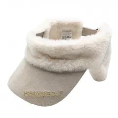 【新品】ビームスゴルフ サンバイザー ベージュ×アイボリー ファー イヤマフ付 56-58cm  ゴルフウェア BEAMS GOLF