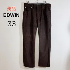美品 EDWIN スリムフィット ブラウンチェックパンツ ブラウン  チェック柄 裏起毛 あたたかい ストレートパンツ 秋冬 カジュアル きれいめ 33