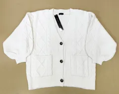 【D11540】ケーブル編ニットカーディガン　M　レディース　アイボリー　白