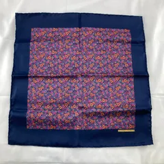 HERMES(エルメス)　カレ40　シルク　スカーフ　ハンカチーフ　ネイビー