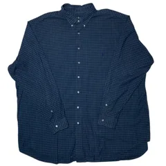 超 ビックシルエット ブラックウォッチ オーバーサイズ ポロラルフローレン  刺繍ロゴ チェック柄 緑 青 3XL BIG シャツ レディース ユニセックス メンズ 古着 長袖