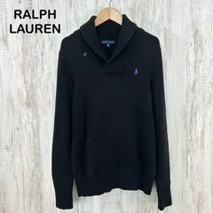 RALPH LAUREN ラルフローレン ポニーロゴ刺繡 ショールカラー コットンニット セーター ブラック