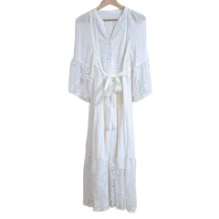 Grace Class(グレースクラス) ワンピース サイズ36 S レディース - アイボリー 七分袖/マキシ丈/レース