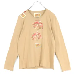 ピンクハウス★いちごpt♪長袖カットソー 大きいサイズL 薄茶系  ワッペンも♪z16484