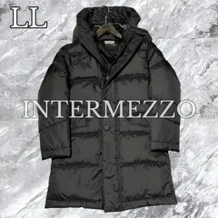 極美品 大きいサイズ INTERMEZZO インターメッツォ ダウンコート ダウンジャケット フード着脱可能 ジップアップ グレー系 灰色系 サイズLL