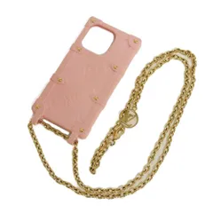 LOUIS VUITTON ルイ・ヴィトン リ・トランク iPhone 14 Pro LVロゴ フラワー ゴールド チェーン モノグラム エンボス TPU ピンク スマホケース M82082