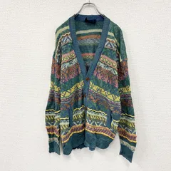 古着 used　Bogner　ボグナー　COOGI風ニットカーディガン　3Dニット　総柄　マルチカラー　