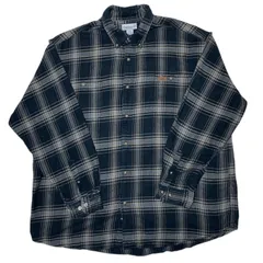 カーハート Carhartt チェック柄 格子柄 フランネルシャツ リラックスフィット ルーズフィット ロゴパッチ グレー ブラック ブルー シャツ レディース ゆるだぼ ユニセックス メンズ 古着 長袖