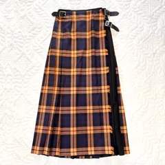 レアデザイン O'Neill OF DUBLIN オニールオブダブリン キルトスカート プリーツスカート 93丈 KNOCKMAHON アダムエロペ別注 オレンジ/パープル/ブラック 状態良好