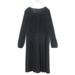 【美品】アリスバーリー★ドレープ感♪ワンピース サイズ11 黒系 シフォンのフリル付き♪z16486