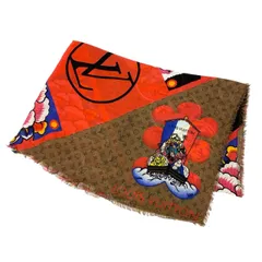 Ⅼ2 LOUIS VUITTON ルイヴィトン モノグラム エトール カブキ スティッカー 大判ストール カシミヤシルク MP1941 ベージュ ユニセックスk02i