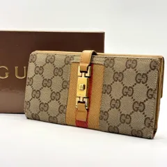 【ヴィンテージに宿る存在感】　GUCCI グッチ　長財布 ジャッキー 金具 GGキャンバス シェリーライン レザー 035・1150・2134　ライトブラウン系