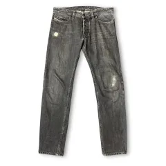 (33) DIESEL グレー デニム ダメージ ブラックデニム ウォッシュ デニム パンツ