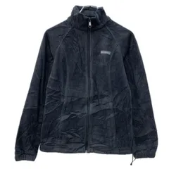 Columbia フリースジャケット S ブラック コロンビア ジップアップ ワッペン アウトドア フリース 無地 ドローコード 秋物 a712-5019