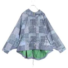 【美品】アズノウアズドゥバズ★ポンチョ風ジップアップブルゾン フーディ サイズ＊ グレー系 チェック柄 薄手 z16487