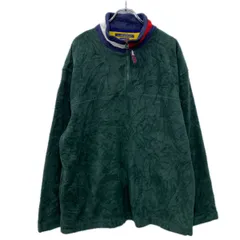 TOMMY HILFIGER フリースジャケット XL グリーン トミーヒルフィガー ハーフジップ 刺繍ロゴ アウトドア 無地 フリース 秋物 a712-5022