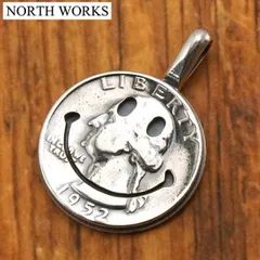 【新品】ノースワークス NORTH WORKS コインペンダント スマイルマーク ニコちゃん ヴィンテージ25セント銀貨（ジョージ・ワシントン）シルバー日本製 N-008【正規品】