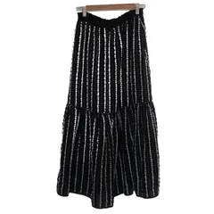 CHONO(チョノ) ロングスカート サイズF レディース - 黒×ダークネイビー×白 マキシ丈/ストライプ/ウエストゴム