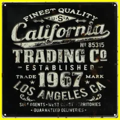 【在庫セール】30×30cm M メタル カリフォルニア ブリキ看板 デザインボード アンティーク風