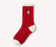 クリスマス限定ウールソックス 赤白配色 柔らかな肌触り 日常着用に最適