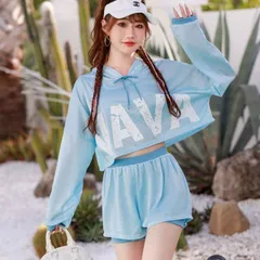 水着 レディース 体型カバー 3点セット タンキニ ラッシュガード パーカー 長袖 フード付 セットアップ ショートパンツ ママ水着 セパレート 10代 20代 30代 40代 大人 女子 おしゃれ