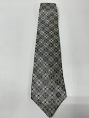 【美品】dunhill ダンヒル ネクタイ グレー ブルー チェック ダイヤ柄 シルク スーツ