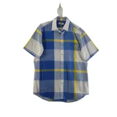 レノマ メンズ100 ブルー CHECK 半袖 シャツ K8921