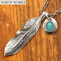 【新品】ノースワークス NORTH WORKS リバティフェザーネックレス ペンダント  シルバーチェーン付き（50cm）ターコイズ シルバー製 日本製 N-410【正規品】