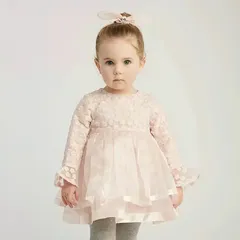 【新品未使用】dave&bella ワンピース ドレス ピンク 花刺繍 女の子  新品　80 90