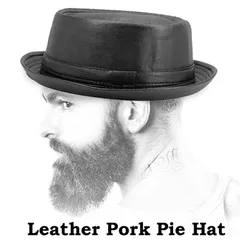 ポークパイハット フェイクレザー PUカンカンレザー カンカン帽 ブラック 黒 おしゃれ ミュージシャン 芸能人 ブランド ブリティッシュ アメカジ ロックファッション ストリート