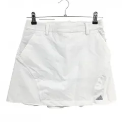 【美品】アディダス スカート 白 裾ロゴ ストレッチ 内側インナーパンツ レディース M ゴルフウェア adidas