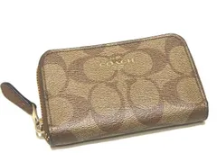 ※送料無料 COACH コーチ ラウンドファスナー コインケース 財布 ☆ F78005 ベージュ系 シグネチャー PVC 塩ビ 小銭入れ コンパクト ▼7K