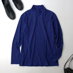 ◯BURBERRY GOLF バーバリー ゴルフ モックネック カットソー ボーダー Tシャツ ロンT プルオーバー 日本製 4 パープル系(108Y＋8398)26H
