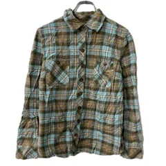 Dickies 長袖 チェックシャツ S ベージュ ライトブルー ディッキーズ 胸ポケット 長袖シャツ トップス 春物 a712-5064のサムネイル