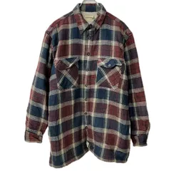 FIELDMASTER 長袖 チェックシャツ L ネイビー ワインレッド マルチカラー 裏ボア 胸ポケット 長袖シャツ トップス 厚手 秋冬物 a712-5086