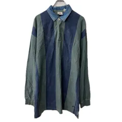 Levi's 長袖 ポロシャツ XL ネイビー グリーン リーバイス ストライプ コットン プルオーバー トップス 秋物 a712-5090