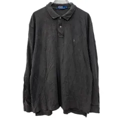 POLO RALPH LAUREN 長袖 ポロシャツ XL ダークグレー ポロラルフローレン ハーフボタン 刺繍ワンポイント コットン100% 春物 a712-5109