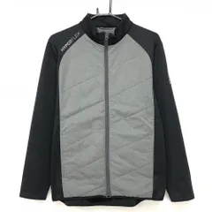 【美品】フットジョイ 中綿切替ジャケット 黒×グレー袖プリント 裏起毛 メンズ L ゴルフウェア FootJoy