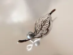 銀製 Akoya 真珠 ブローチ