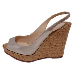 CHRISTIAN LOUBOUTIN(クリスチャンルブタン) サンダル 37 レディース - ピンクシルバー ウェッジソール/アウトソール張替済 レザー
