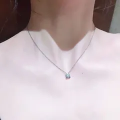 1粒ストーン キラキラ 高級感 ネックレス シルバー