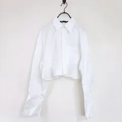フォロワー限定お得なクーポン配布中！ 極美品【ZARA】ザラ(M)長袖 シャツ 無地 ショート丈　ロングスリーブ　クロップド　綿100%