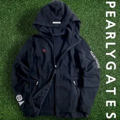 パーリーゲイツ ゴルフ 日本製 発熱保温 プレミアムウォーム 鹿の子 ストレッチ ダブルジップ パーカー フーディジャケット ゴルフウェア レディース 055-2266102 定価2.6万 ネイビーブラック  ▲029▼51014w13