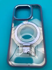 iPhone 15 Pro 対応 クリアケース MagSafe風リング付き ブルー