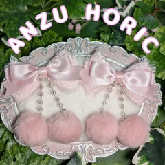 りぼんヘアクリップ　ポンポン　パール　量産型　姫系　地雷　ぴんく