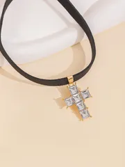 キラキラストーン 十字架 クロス チョーカー ネックレス