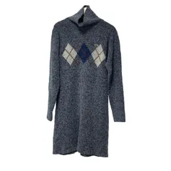 Lacoste(ラコステ) ワンピース サイズ42 L レディース美品  - グレー×黒×マルチ タートルネック/長袖/ひざ丈/アーガイル/ニット