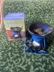 新品 和雑貨 茶香炉 アロマポット 陶器 香炉セット 藍染め手刺し子マット インテリア 和モダン