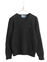 【お得なクーポン配布中!】 00s ポロ ラルフローレン Vネック ニット セーター メンズ レディース М / オールド ラム ウール ハイゲージ シンプル きれいめ ブラック